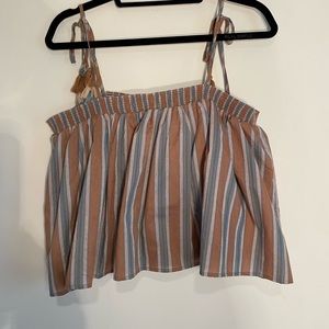 Striped Crop Top with Tassel Straps